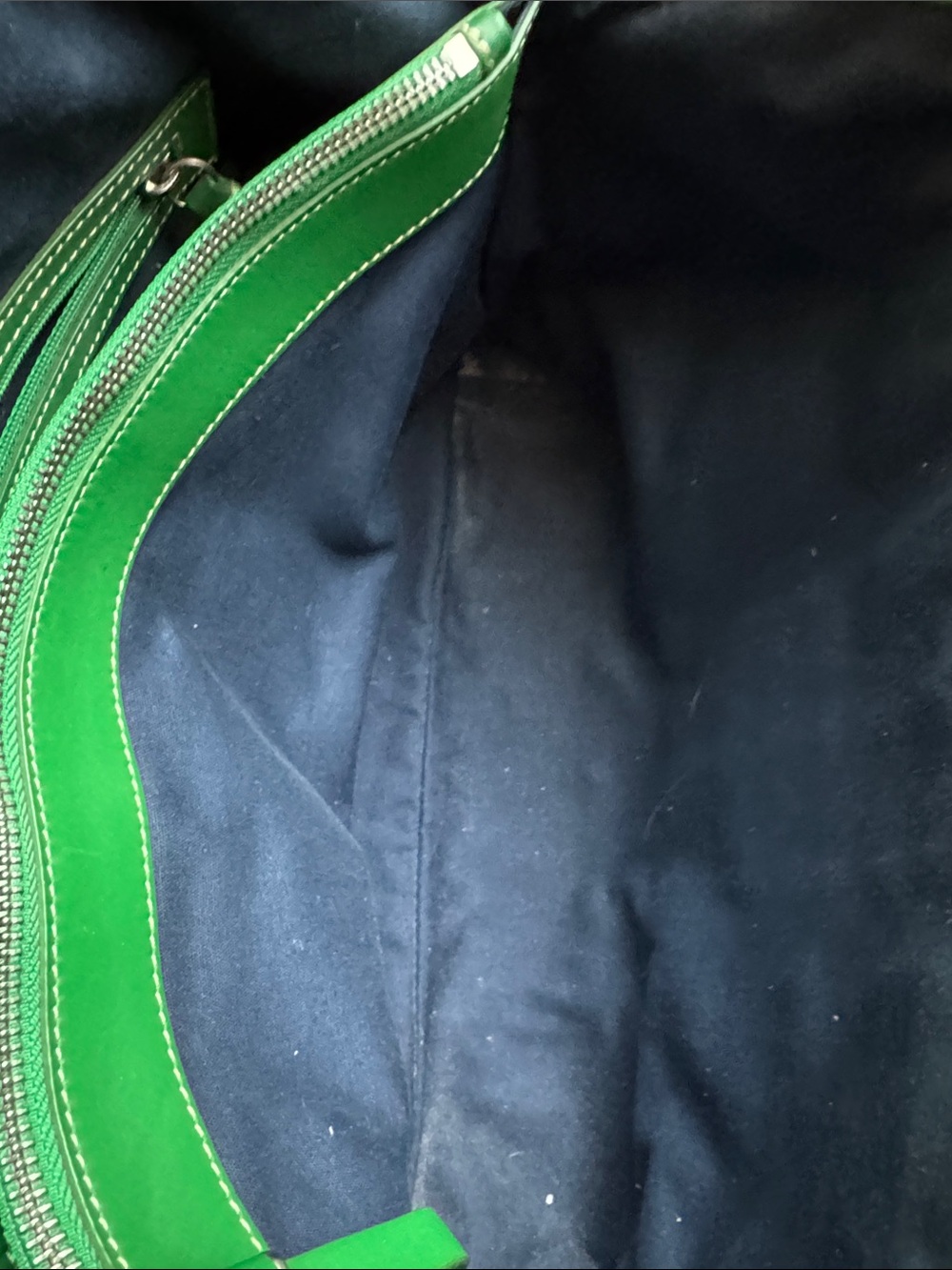 Cole Haan Beige Canvas Tote with Green Leather Trim - Picture 10 of 13